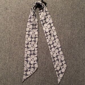 Coach Silk Gray Patterned Scarf